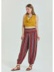 Elastic Waist Relaxed Cut Red Plus Size Trousers 4626